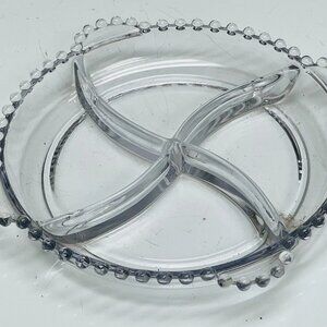 Vintage Candlewick Bubble Imperial Glass Divided Glass 4 Part Dish